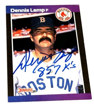 Autographed 1989 Donruss Dennis Lamp #633/ 857 K's Inscription