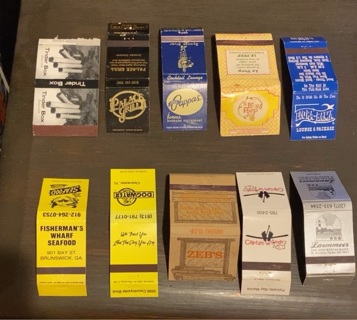 10 DEFFERENT VINTAGE MATCHBOOK COVERS