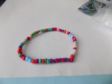 Bracelet E beads multi pink, purple, green