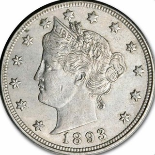 1893 P Barber V  Nickel, Used, Refundable , Genuine, Sharp Date, Insured