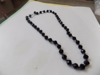 Vintage black glass lantern shape beads necklace