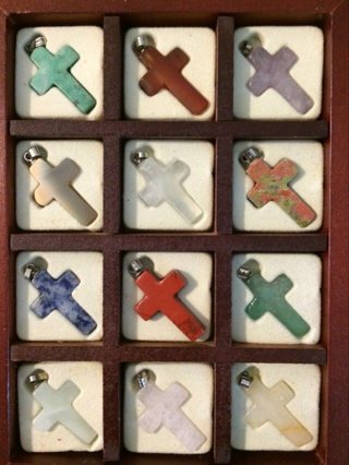 NEW! 12 Gemstone Crosses in Original Box 
