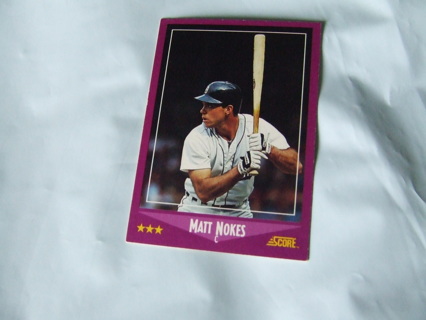 1989 Matt Nokes Detroit Tigers Score Card #15