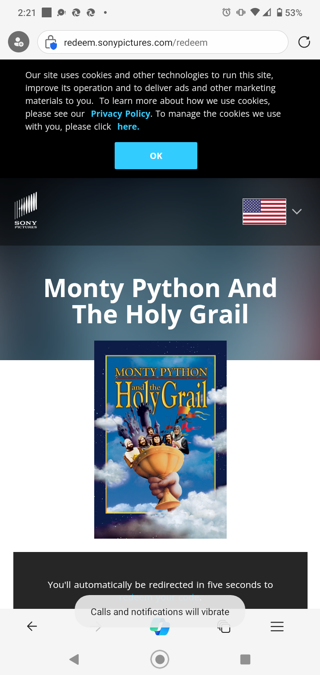 "Monty Python And The Holy Grail" Digital Code