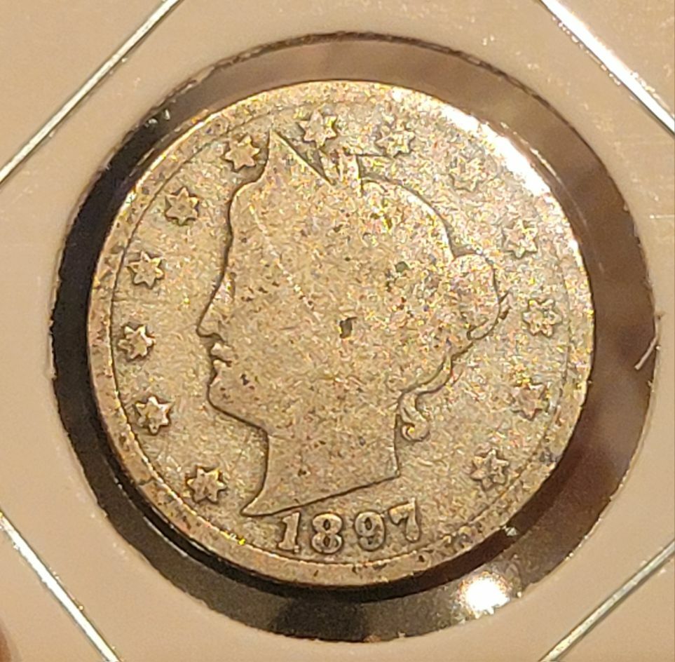 Free: 1897~ V- Nickel ~Antique~ ☆US☆ coin 129 years old~