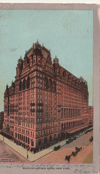 Vintage Used Postcard: (f): 1907 Waldorf-Astoria Hotel, NYC, NY