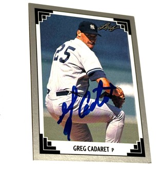 Autograph 1991 Leaf 415 Greg Cadaret New York Yankees