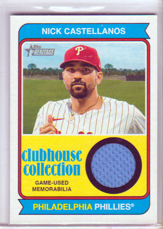 Nick Castellanos, 2023 Topps Clubhouse Collection RELIC Card #CCR-NCS, Philadelphia Phillies, (L2