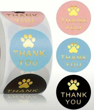 ➡️⭕SPECIAL⭕(30) GOLD FOIL PAW THANK YOU STICKERS!!