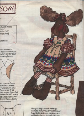 Daisy Kingdom "Minnie Moose Doll" to sew, 100% Cotton, With Instructions - FAB-005a