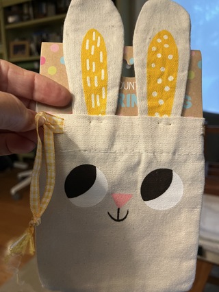 Small canvas bunny draw-string gift bag perfect for Easter baskets
