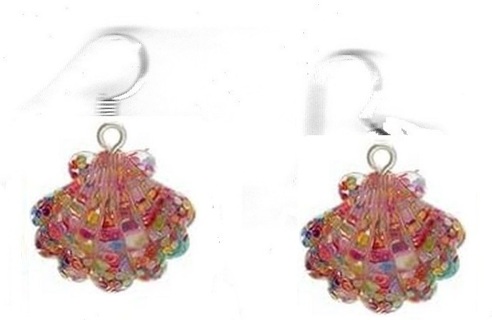 SP Sequined Acrylic Seashell Earrings #2 (PLEASE READ DESCRIPTION