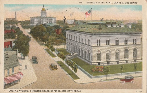 Vintage Used Postcard: 1925 United States Mint, Denver, CO