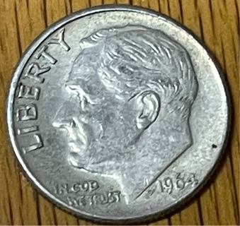 1964 D Silver Roosevelt Dime VF+ 90% Silver 