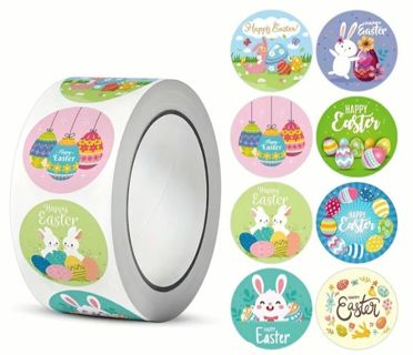 ↗️⭕NEW⭕(8) 1.5" COLORFUL HAPPY EASTER STICKERS!!
