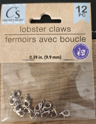 NEW - Crafter's Square - Silver Finish Lobster Claw Clasp's - package of 12