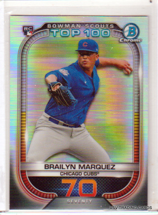 Brailyn Marquez,   2021 Bowman Chrome   Top 100 ROOKIE C  ard #70,   Chicago Cubs (EL4)