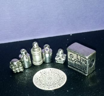 Dollhouse miniature handmade metal looking vanity/table decorations