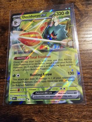 Pokemon Decidueye EX 015/197 double rare card