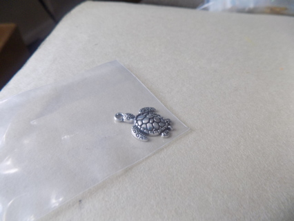 Large silvertone turtle charm 1 inch