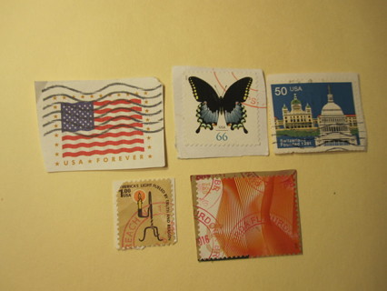lot of Used US Stamps #75 - high value - $5 Orange Wave +