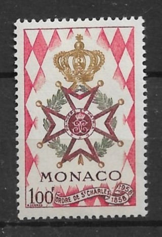 1958 Monaco Sc410 Natl. Order of St Charles Centennial MNH