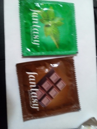 2 - fantasy condoms - chocolate and mint 