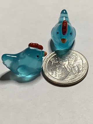 CHICKENS~#3~BLUE~SET OF 2~GLOW IN THE DARK~FREE SHIPPING!