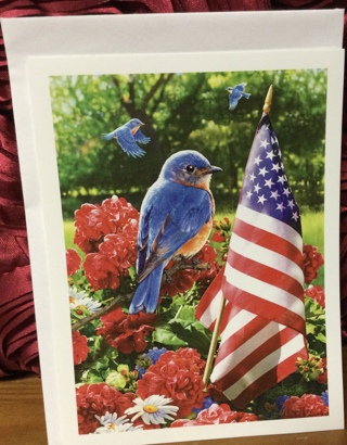 Patriotic Bird and Flag Blank Card