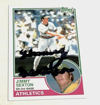 Jimmy Sexton 1983 Topps #709 Oakland Athletics Auto Autographed Signed MLB Card