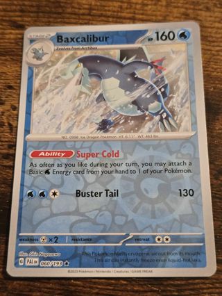 Pokemon Baxcalibur reverse holo rare card 060/193