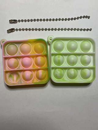 ♥SQUARE/KEYCHAIN~SET #8~POP-IT FIDGET TOY WITH BEADED CHAIN~FREE SHIPPING♥