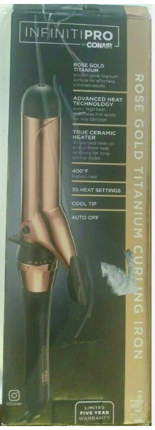 conair infiniti pro rose gold titanium curling iron 1-1/2" soft waves