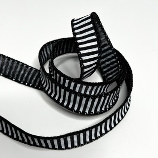 Black and White  7/8” Striped Ribbon 