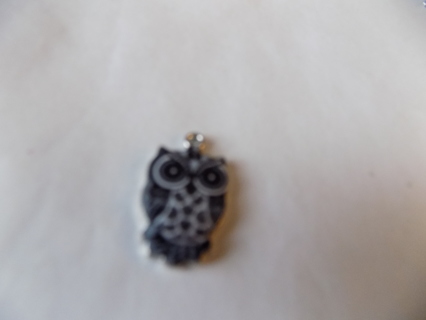 Enameled Owl Charm # 8   1 inch