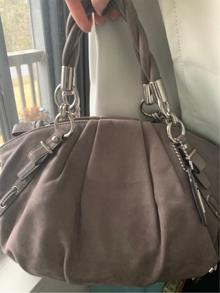 COACH Gray Iridescent Leather Sophia Madison Satchel in Excellent Condition 