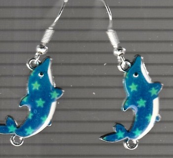 SP ENAMEL BLUE DOLPHIN EARRINGS LOT 6 (PLEASE READ DESCRIPTION