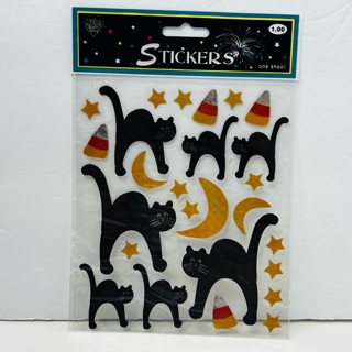 NIP Halloween Black Cats Moons Sticker Sheet 