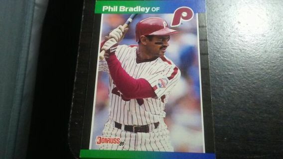 1989 DONRUSS PHIL BRADLEY PHILADELPHIA PHILLIES BASEBALL CARD# 369