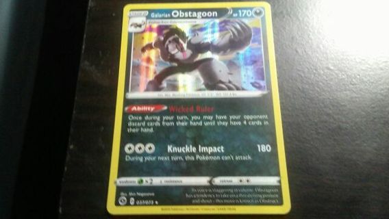 2020 POKEMON OBSTAGOON HOLOGRAPHIC TRADING CARD# 037/073