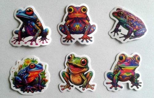 Six Psychedelic Frog Stickers