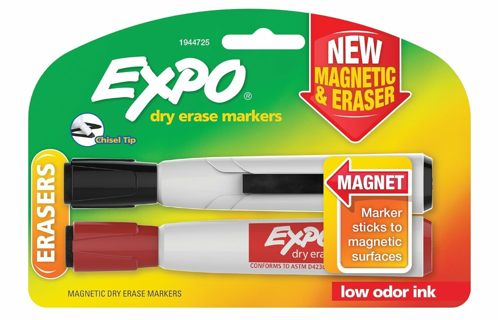2 NEW EXPO DRY ERASE MARKERS = MAGNETIC