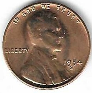 1954-S Lincoln Wheat Penny Uncirculated Red Cent