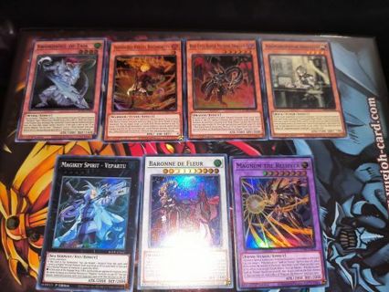 7 mint condition super rare holo Yugioh Cards