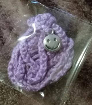 Purple lavender rope smiley face necklace