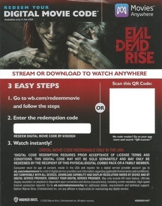 Evil Dead Rise HD Redeems At (Moviesanywhere) 