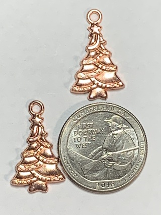 CHRISTMAS TREE CHARMS~#18~ROSE GOLD~SET OF 2 CHARMS~FREE SHIPPING!