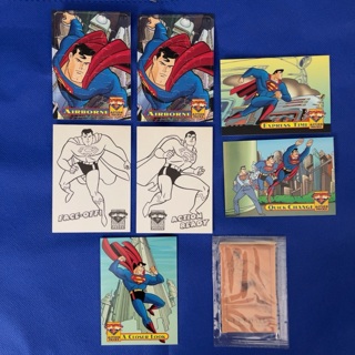 8 pc lot Superman Skybox cards and gum