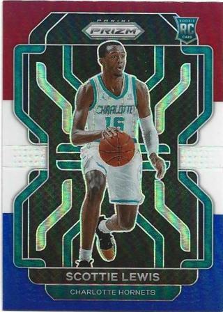 2021-22 PRIZM SCOTTIE LEWIS RED WHITE & BLUE PRIZM REFRACTOR ROOKIE CARD