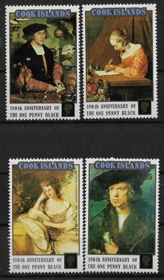 1990 Cook Islands Sc1034-7 Penny Black 150th Anniv. MNH C/S of 4